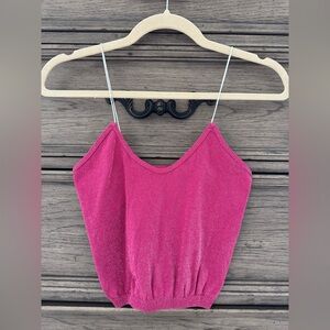 NEW Free People Lurex Cropped Tank NWOT Pink Strapless Glitter Crop Top Brami
